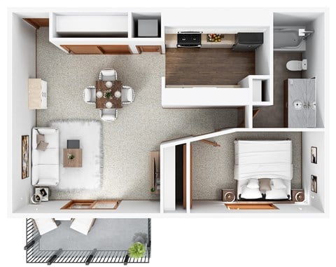 Floor plan for 1 bed, 1 bath, 660 sqft